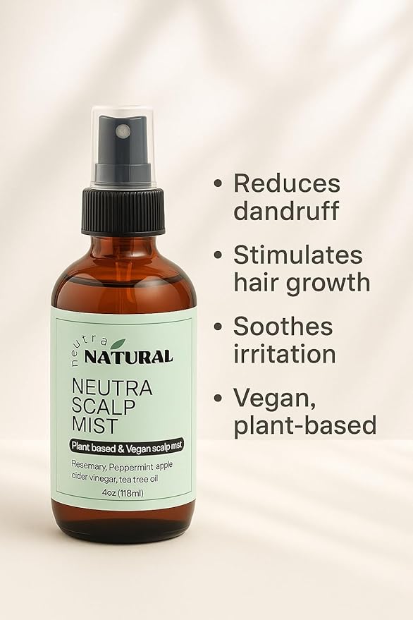Natural Anti-Dandruff Scalp Tonic-Peppermint oil-Apple cider Vinegar- Mist for Itchy & Dry Scalp - Rosemary Water Hair Growth with Cloves, Scalp Spray to reduce Dandruff, Psoriasis,Neutral Natural