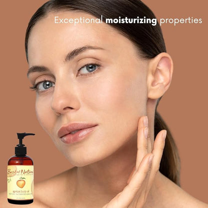 Best of Nature 100% Pure Apricot Oil – Lightweight Massage & Body Oil, Unscented Moisturizer for Hair, Skin, Face, Ideal Carrier Oil for Essential Oils, 8 fl oz