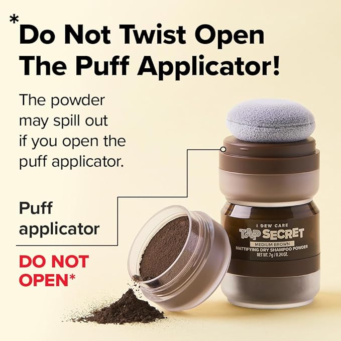 I DEW CARE Tap Secret Dry Shampoo Powder with Biotin - Tap Secret Original & Dark Brown Duo set | Strengthening & Volumizing, Powder Type, Refillable, Travel size, 0.24 Oz * 2ea