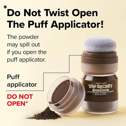 I DEW CARE Tap Secret Dry Shampoo Powder with Biotin - Tap Secret Original & Dark Brown Duo set | Strengthening & Volumizing, Powder Type, Refillable, Travel size, 0.24 Oz * 2ea
