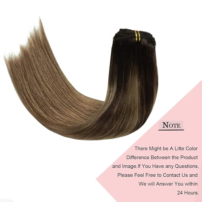Loxxy 20inch Clip In Hair Extensions Brown Real Human Hair Clip Ins Extensions Light Dark Brown Double Weft Straight Real Hair Extensions Clip in Human Hair Thick Ends Full Head 140G 7PCS