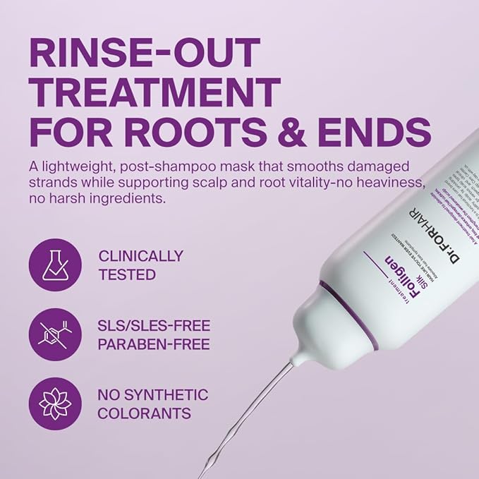 DR.FORHAIR Folligen Silk Treatment 10.14 fl oz 300 ml for Thinning Hair Dry Damaged Cuticles Growth Care Silicone Free