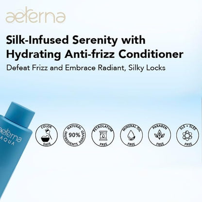 Aeterna AQUA Anti-Frizz Conditioner - Deep Hydrating Conditioner with Aloe Vera & Natural Oils for All Hair Types | Sulfate Free - Repairs & Smooths Damaged Hair - 250 ml