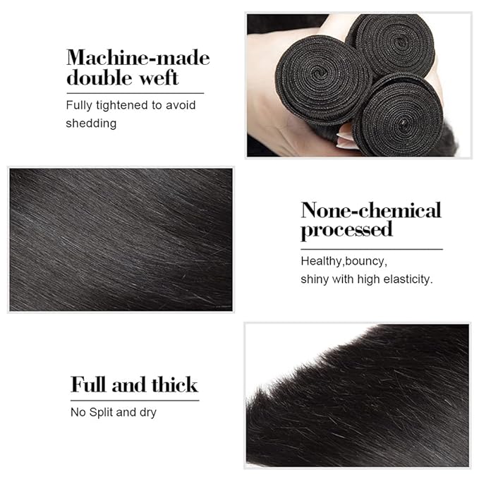 #1B Human Hair Bundles Straight Bundles 20 20 20 Inch Unprocessed Brazilian Virgin Hair Weave 3 Bundles 50 Grams Per Bundle Natural Color Bundle Human Hair Extensions