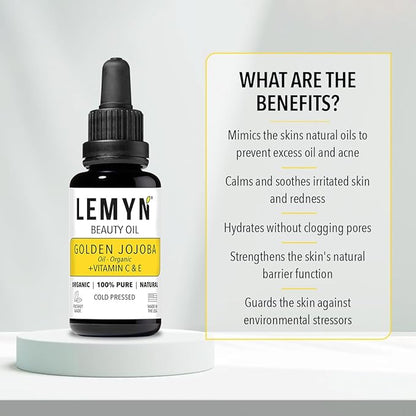 Golden Jojoba Oil | Supercharged with Clinically Proven THD Vitamin C | Freshly Made | Deep Hydration & Radiant Boost | Handcrafted Excellence from Santa Barbara