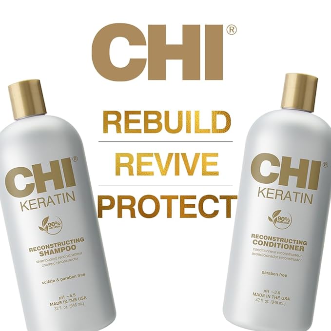 CHI Moisturize It Duo Keratin Shampoo & Conditioner Set, Hydrating Formula Restores & Strengthens Hair, Sulfate & Paraben-Free, 2 Bottles, 32 Oz