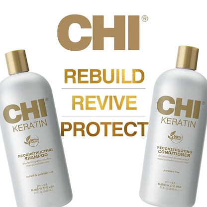 CHI Moisturize It Duo Keratin Shampoo & Conditioner Set, Hydrating Formula Restores & Strengthens Hair, Sulfate & Paraben-Free, 2 Bottles, 32 Oz