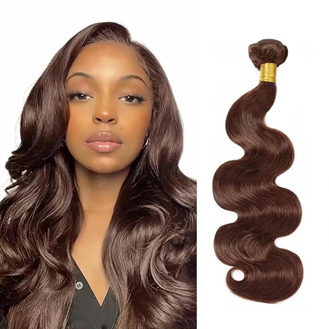 Brown Human Hair Bundles Chocolate Body Wave Bundles Single Bundle 14 Inch Niegmeag Peruvian Virgin Remy Hair Extensions Color 4 Body Wave Bundle 100g