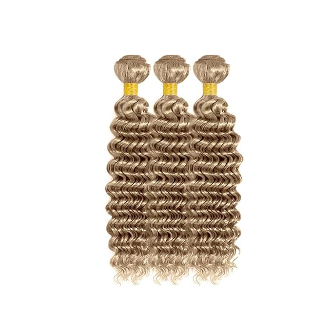 26 28 30 Inch Ash Blonde Bundles Color #22 Deep Wave Bundles Blonde Deep Wave Bundle Peruvian Virgin Remy Grey Blonde Human Hair Bundle