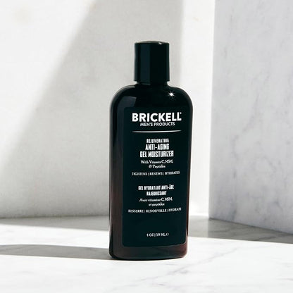 Brickell Men's Rejuvenating Anti-Aging Gel Moisturizer For Men, Natural and Organic, Fast Absorbing Moisturizer Reduces Fine Lines and Wrinkles (Scented, 4 oz)