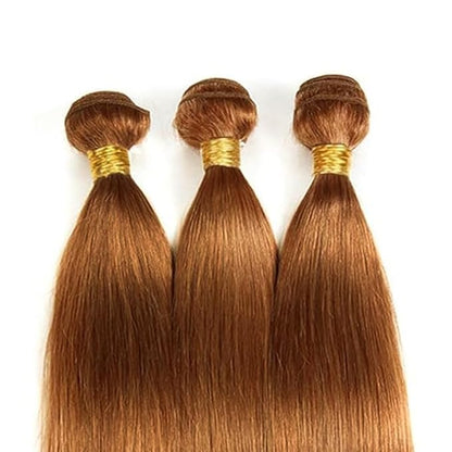 Color 30 Bundles Human Hair Light Brown Straight Human Hair Bundles 14 16 18 Inch Brown Bundles Human Hair Color Silky Soft Unprocessed Remy Hair Extensions #30 Straight Human Hair Bundles
