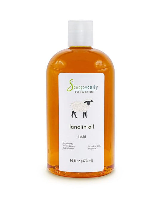 Lanolin Oil Cold Pressed Unrefined | 100% Natural Available in Bulk | Carrier for Essential Oils, Face, Skin, Hair Moisturizer, Soap Making | (16 OZ)