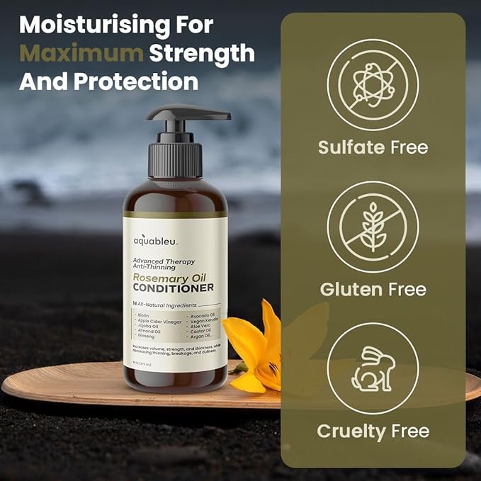 Advanced Therapy Anti-Thinning Rosemary Oil Conditioner - Infused with 14 All-Natural Ingredients for Enhanced Volume, Strength, Thickness, and Nourishment (16oz)