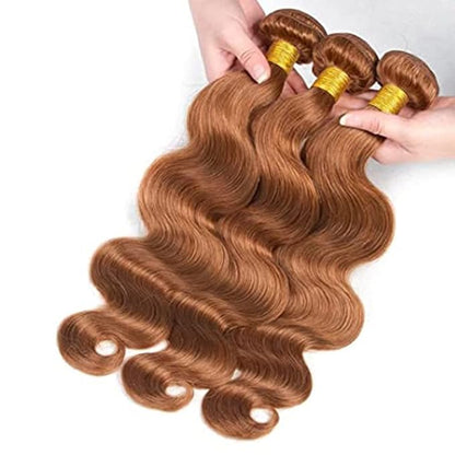 #30 Body Wave Bundles Light Brown Human Hair Bundles Grade 8A Brazilian Remy Hair Weaves Extensions For Women 8 10 12 Inch