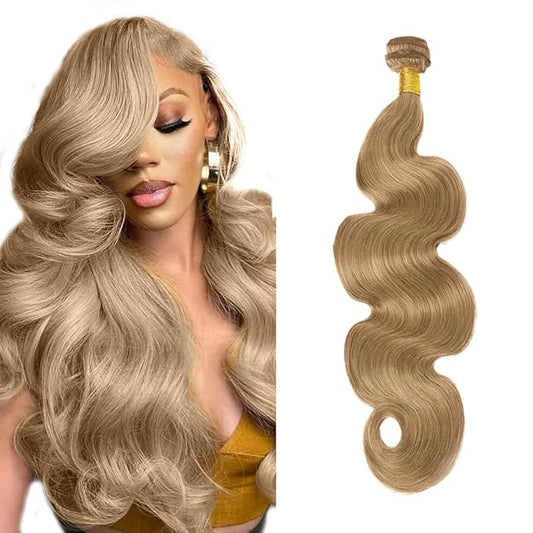 #22 Blonde Bundles Human Hair Body Wave Bundles 22 Inch Human Hair Weave 1 Bundle Unprocessed Brazilian Virgin Hair Ash Blonde Body Wave Human Hair Extensions 50 Grams/Bundle