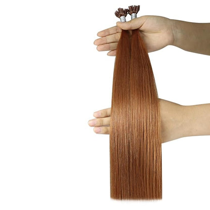 YoungSee U Tip Hair Extensions Copper UTip Hair Extensions Human Hair Copper 16In U Tip Keratin Hair Extensions Copper Pre Bonded Hair Extensions Comfortable and Soft Hair Extensions Utip 50s/25G