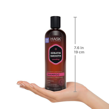 HASK Keratin Smoothing Shampoo + Conditioner Set | For All Hair Types, Sulfate-Free, Paraben-Free, Gluten-Free, Cruelty-Free, Color Safe