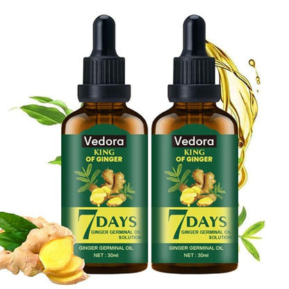 Vedora Ginger Oil for Hair Growth - Biotin Hair Growth Serum, 100% Pure Natural Ginger Essential Oil - Promotes Stronger, Thicker, Longer Hair in Women & Men - 2.0 Fl Oz / 60ML (2 PCS)