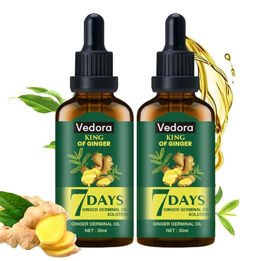Vedora Ginger Oil for Hair Growth - Biotin Hair Growth Serum, 100% Pure Natural Ginger Essential Oil - Promotes Stronger, Thicker, Longer Hair in Women & Men - 2.0 Fl Oz / 60ML (2 PCS)