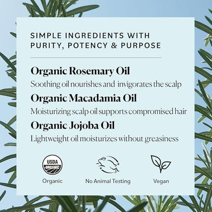 Sky Organics - Organic Rosemary Oil with Strong Roots - Hair Growth Serum with Macadamia, Jojoba & Essential Oils for Scalp - Natural Beauty and Hair Care - 2 fl oz