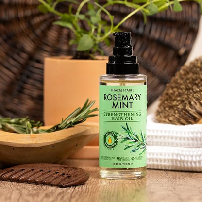 Rosemary & Mint Hair Oil - Infused with Biotin, Nourishes the Scalp, Helps Support Hair Growth, 100ml