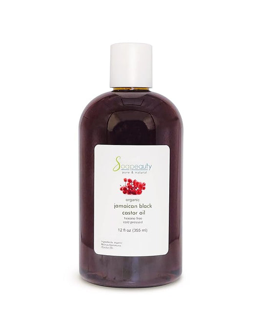 Soapeauty JAMAICAN BLACK CASTOR OIL Cold Pressed Unrefined | 100% Pure Natural Black Castor Oil Promotes Healthy Skin & Hair | Carrier Oil & Strengthens Nails | 12 fl oz