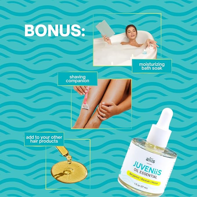 ALIIS Juveniis Hair + Skin Oil – Multi-Use Lightweight Oil for Scalp, Hair & Body – Hydrates, Softens & Restores Moisture - Fast Absorbing, Non-Greasy Finish, Frizz Control & Shine