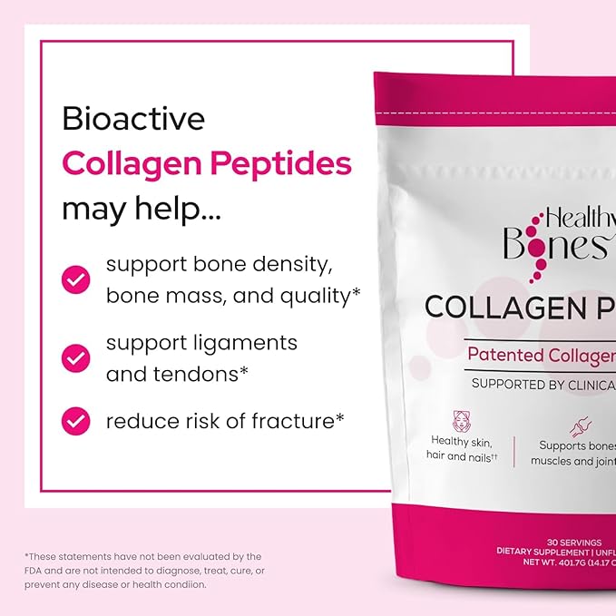FORTIBONE Premium Bone Health Collagen Peptides w/FORTIGEL, VERISOL, TENDOFORTE | Clinically-Supported for Bones Joints Skin Hair Nails| Hydrolyzed Collagen Complete Anti-Aging Formula | 3 Pack