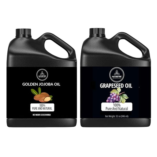 Naturevibe Botanicals Jojoba Oil 32oz and Grapeseed Oil 32oz | Oil Combo