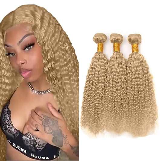 #22 Ash Blonde Bundles Human Hair Water Wave Bundles 26 28 30 Inch Human Hair Weave 3 Bundle Unprocessed Brazilian Virgin Hair Blonde Water Wave Human Hair Extensions 50 Grams/Bundle
