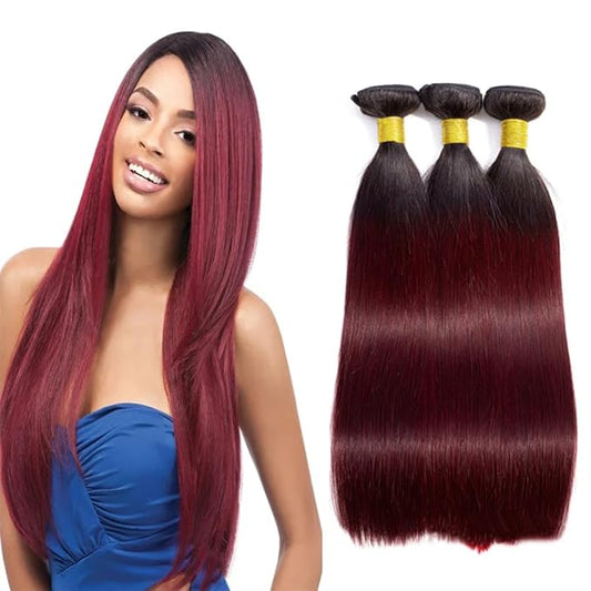Burgundy Human Hair Burgundy Straight Bundles Brazilian Human Hair Weave Double Weft 1b99j Bundles Silky and Soft Brazilian Remy Hair Extensions 26 26 26 inch