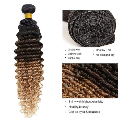 30 32 34 Inch Ombre Human Hair Bundles T1b427 Deep Wave Bundles Peruvian Virgin Soft And Silky Remy Hair Extensions 24 26 28 Inch Double Weft Hair Weave