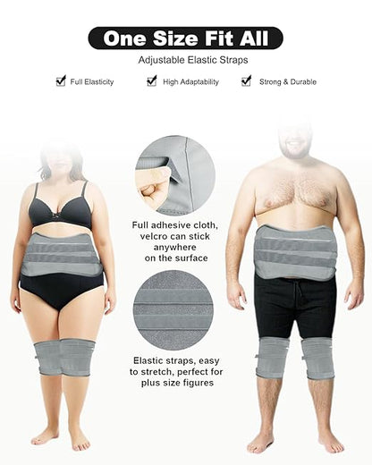 10 Pcs Castor Oil Pack Wrap, Plus Size for Men & Women, XL Reusable Castor Oil Pack Set for Eyes Neck Stomach Waist Knees Legs Feet, Flannel Cotton, Anti Oil Leak, Machine Washable (Light Gray)