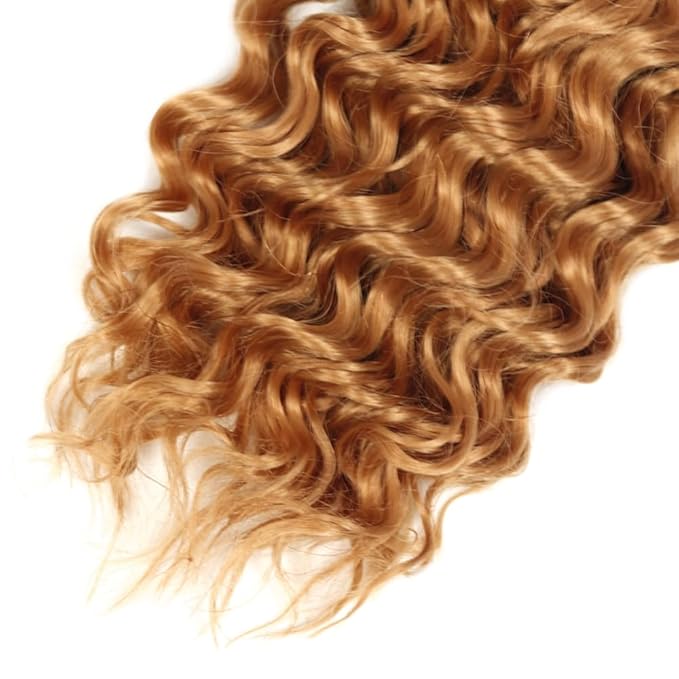 #27 Honey Blonde Bundles Deep Wave Human Hair Bundles 18 20 Inch Unprocessed Brazilian Virgin Hair Weave 2 Bundles Blonde Deep Wave Human Hair Extensions