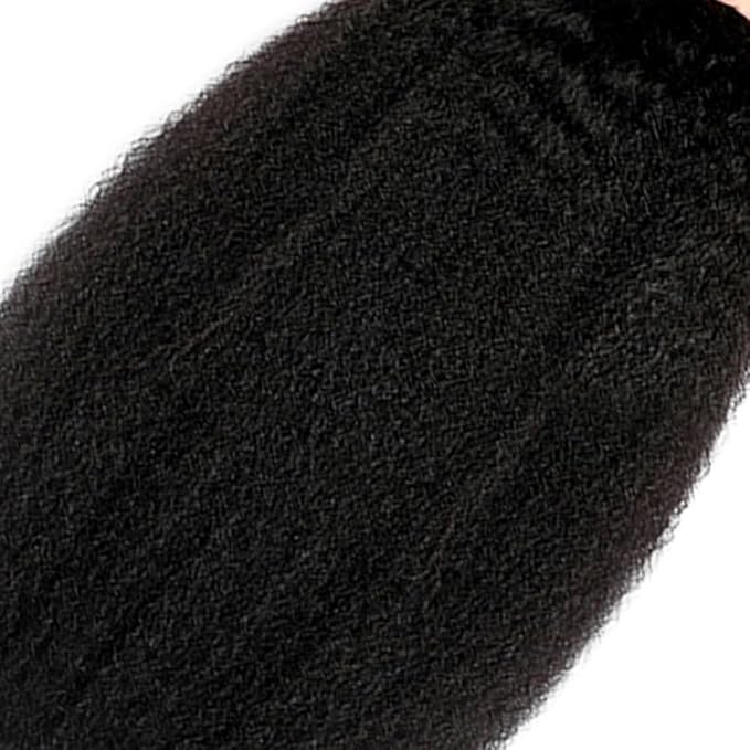 Kinky Straight Human Hair Bundles Natural Black Yaki Straight Bundles Hair Extensions 22 24 26 Inch Grade 8A Brazilian Virgin Remy Hair 3 Bundles Double Weft Real Color 1B Hair Weave