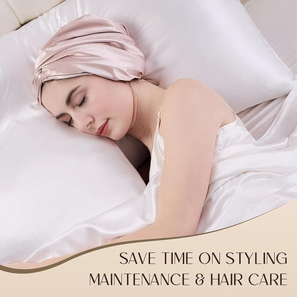 ZIMASILK 22 Momme Adjustable 100% Mulberry Silk Bonnet for Sleeping Women, Silk Hair Wrap for Hair Protection, That Reduces Falling off (1Pc, Pink)