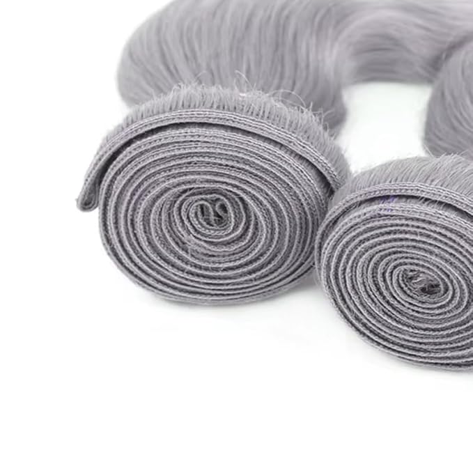 Grey Body Wave Bundle Light Grey Bundles Human Hair Silver Bundle Niegmeag Double Weft Virgin Remy Pure Gray Human Hair Bundle 300g