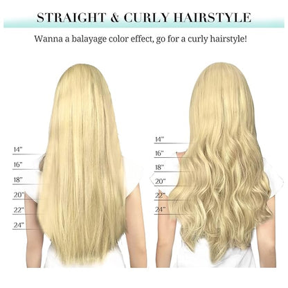 DOORES Hair Extensions Real Human Hair, Dirty Blonde 18 Inch 7pcs 120g, Clip in Human Hair Extensions Remy Hair Extensions Silky Straight Clip in Extensions Human Hair Natural Thick