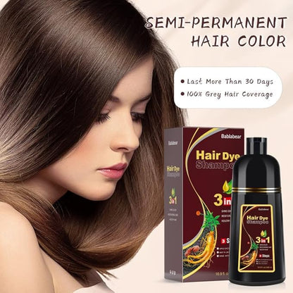 Dark Brown Hair Color Shampoo for Gray Hair 500ML Instant Hair Dye Shampoo for Men & Women-3 in 1 Color Shampoo