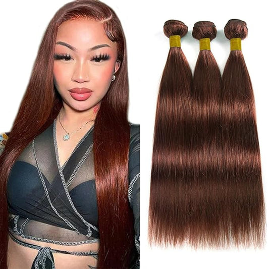 Auburn Bundles Human Hair Reddish Brown Human Hair Bundles Straight Bundles 22 24 26 Inch Unprocessed 33 Color Bundles Hair Weave Copper Human Hair Bundles Silky Soft 3 Bundles