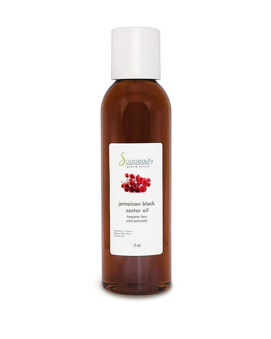 Soapeauty JAMAICAN BLACK CASTOR OIL Cold Pressed Unrefined | 100% Pure Natural Black Castor Oil Promotes Healthy Skin & Hair | Carrier Oil & Strengthens Nails | 2 fl oz