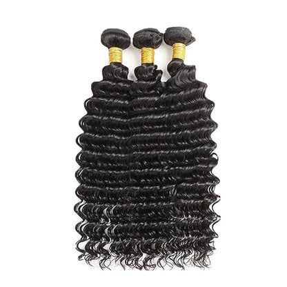 28 30 32 Inch Human Hair Bundles Natural Color Deep Wave Bundles Color #1B Deep Wave Human Hair Bundles Deep Wave Bundles Human Hair Natural Black Deep Wave Human Hair Bundles