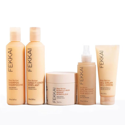 FEKKAI Shea Butter Shampoo (1 Liter) + Conditioner (1 Liter) - Improves Moisture, Softness & Shine - Reduces Frizz by 61% Up to 12H - Free of Sulfates, Parabens, Phthalates - Vegan, Cruelty-Free
