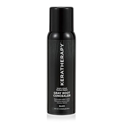 Keratherapy Keratin Infused Perfect Match Gray Root Concealer Spray, Black, 3 oz, 118 ml - Root Cover Up Spray to Hide Gray Roots - Keratin Therapy Hair Darkening & Temporary Scalp Concealer
