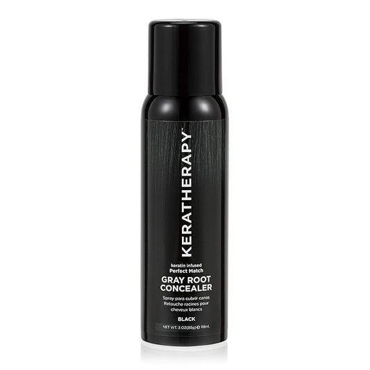 Keratherapy Keratin Infused Perfect Match Gray Root Concealer Spray, Black, 3 oz, 118 ml - Root Cover Up Spray to Hide Gray Roots - Keratin Therapy Hair Darkening & Temporary Scalp Concealer