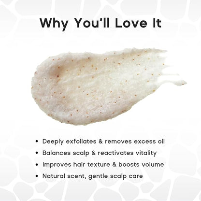 Sea Salt Rosemary & Mint Scalp Scrub, Clean Silicon Oil-Free, Itchy Relief Scalp Treatment for Dandruff, Gently Exfoliator Cruelty-Free, Relieves Dryness, Promotes Hair Growth