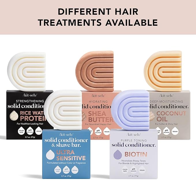 Kitsch 2-in-1 Ultra Sensitive Conditioner Bar & Shaving Soap for Sensitive Scalp & Skin – Moisturizing & Anti-Irritation Bar Soap - Scent Free, 5 Ingredients Only - Made in USA - 2.7oz