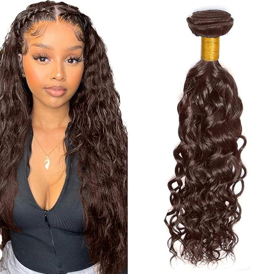Brown Bundles Human Hair Dark Brown Bundles Color #4 Water Wave Bundles Grade 8A Brazilian Virgin Hair 1 Bundle 14 Inch Chocolate Brown Bundles Human Hair Brown Water Wave Bundles