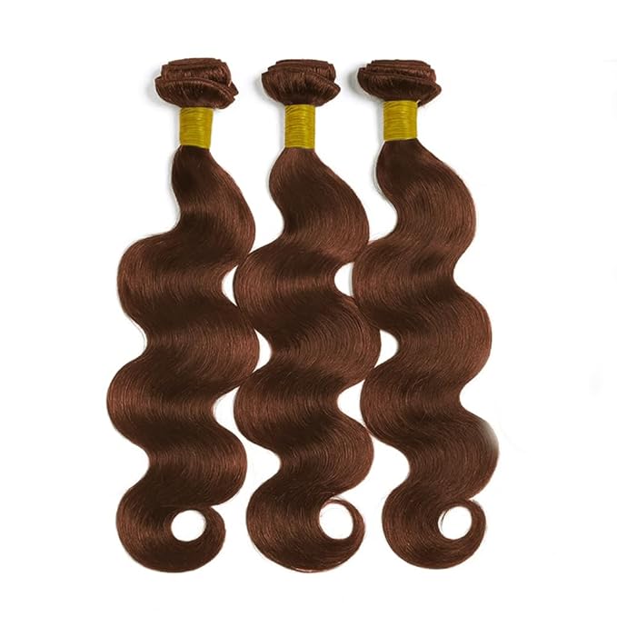 auburn Body Wave Bundles reddish brown Bundle human hair Color 33 Human Hair Bundles 16 18 20 Inch Unprocessed Brazilian Remy Hair Extensions Silky Soft 3Pcs/Set