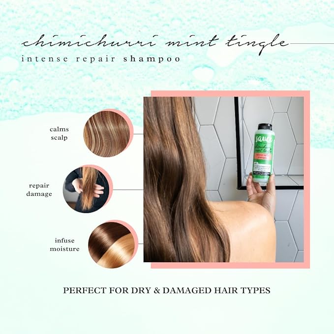 SAUCE BEAUTY Intense Repair Shampoo - Chimichurri Mint Tingle Hair Repair Shampoo - Hydrating Shampoo for Damaged Hair - Paraben and Sulfate-Free Hair Shampoo With Argan & Peppermint Oil (10 Fl Oz)